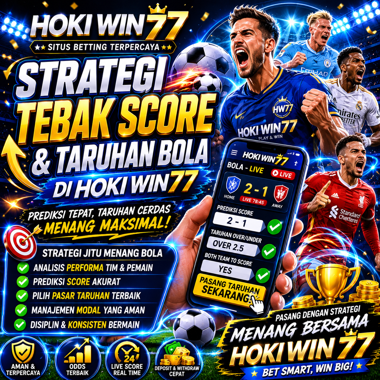 Strategi tebak score dan taruhan bola di HOKIWIN77
