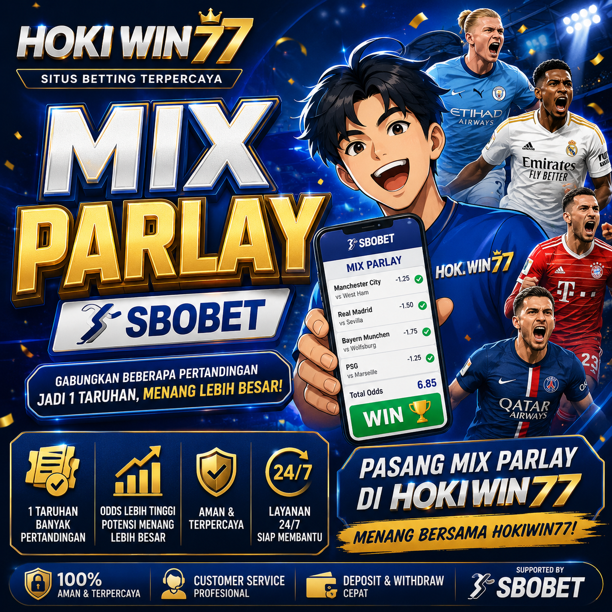 Ilustrasi mix parlay SBOBET di HOKIWIN77